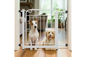 Grade de Segurança Ajustável para Cães e Bebês, Aço Carbono com Pintura Epóxi, 68 a 83cm, Instalação Sem Furos, Trava Smart-Click (Branco, Portão + Extensor 10cm)