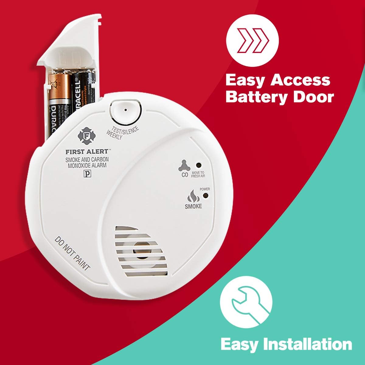 First Alert Smoke Detector and Carbon Monoxide Detector Alarm | Battery Operated, SCO5CN - Combination Smoke Carbon Monoxide Detectors - 