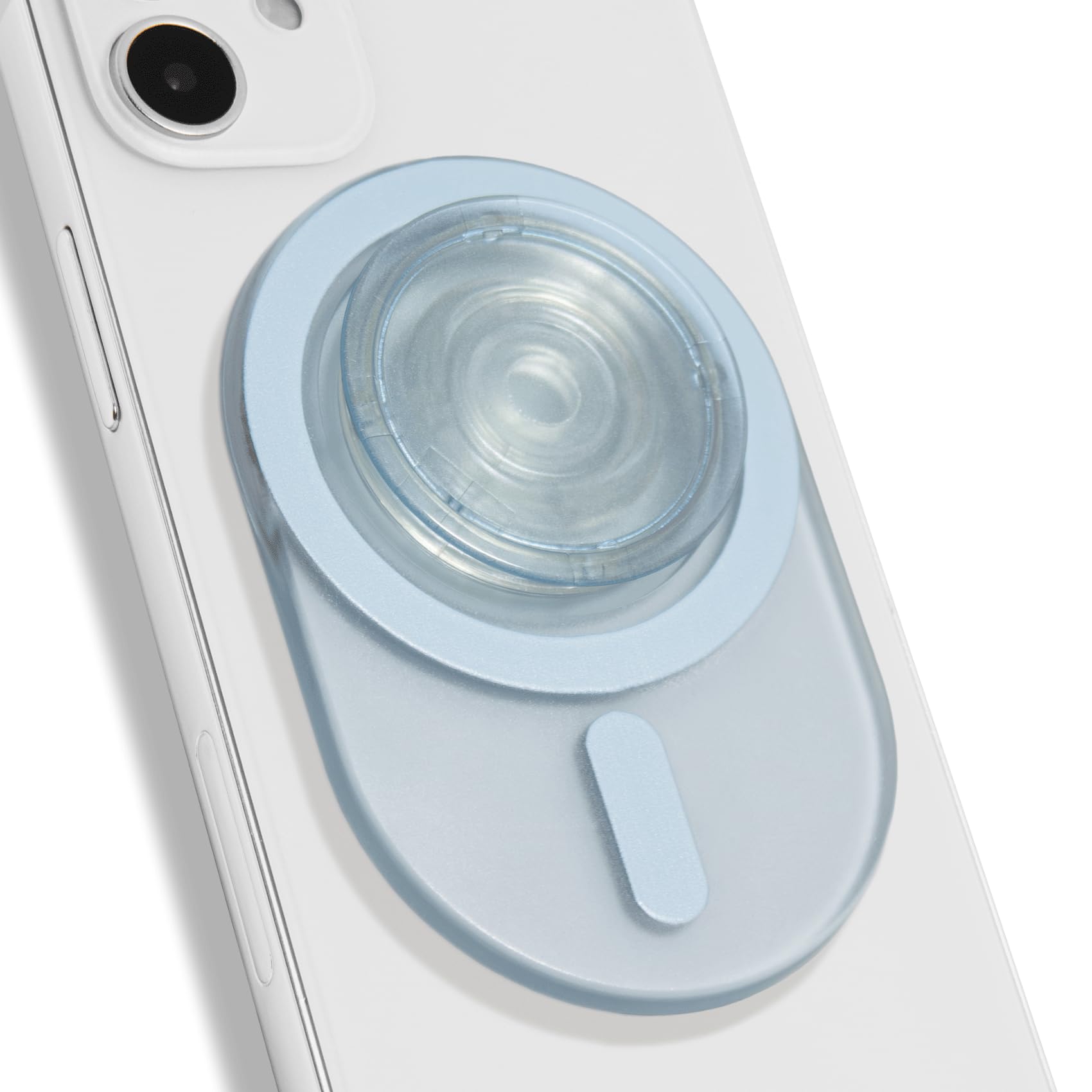 Photo 1 of On The Grip Oval Magnetic Phone Grip – MagSafe Compatible, Translucent Design, Slim and Lightweight, Grip and Stand for iPhone (Blue)