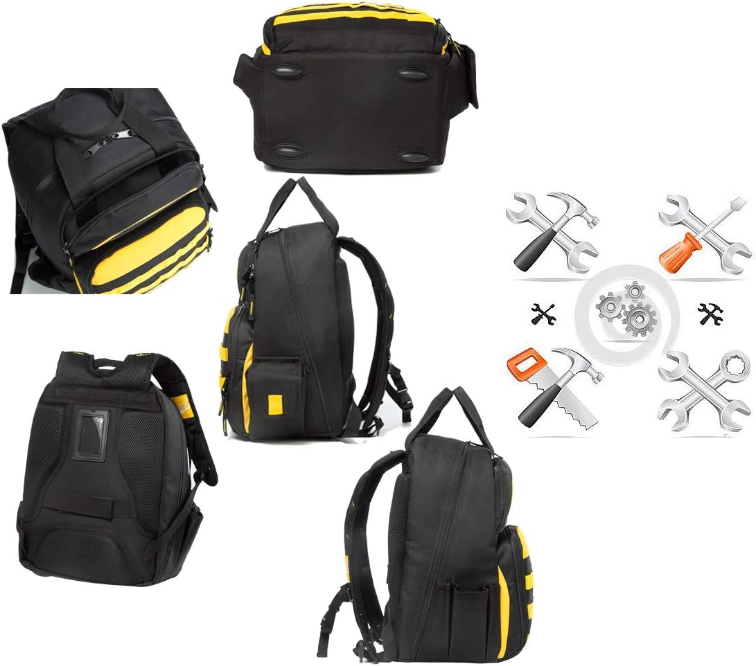 SOWLAND Tool Backpack Durable Worksite Bags Heavy Duty Tool Organizer for Electricians Carpenters - - 