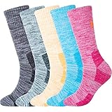 KONY 5 Pack Women’s Full Cushioned Moisture Wicking Cotton Multi Performance Outdoor Hiking Socks – All Season Gift