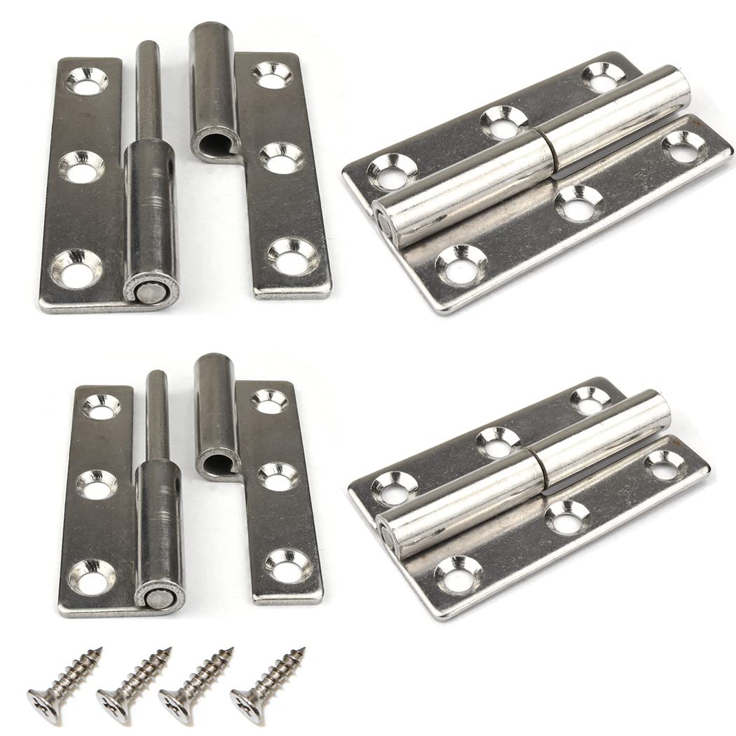 4Pcs 2.5" Lift Off Door Hinges, Heavy Duty Window Detachable Hinge 304 Stainless Steel for Internal External Doors