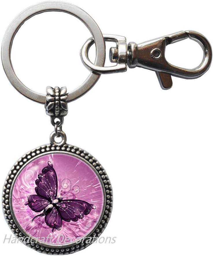 Fairy Butterfly Keychain Butterfly Key Ring Purple Butterfly Jewelry Gift for Daughter Magic Jewellery Insect Keychain Insect Jewelry Pink.F279 (E1)