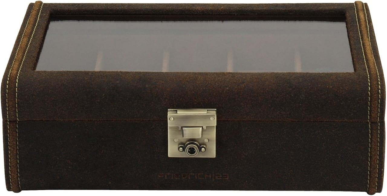 Friedrich 23 Unisex Brown Leather Watch Box for 8 Watches 27022 6, 8 Uhren