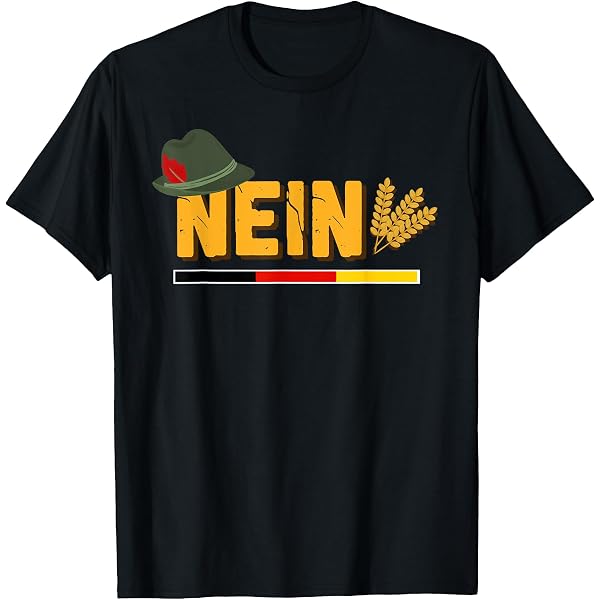 "Nein" German No Saying Funny Vintage T-Shirt - Black, Unisex, Cotton Blend, Machine Wash