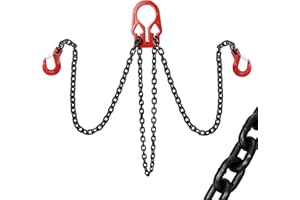 YATOINTO 5/16" x 10FT Adjustable Lifting Chain Sling, G80 7000LB 2-Leg with Oiled Finish & Safety Hooks (5/16 inch x 10Ft)