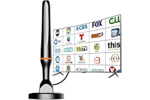 DGUPSP Digital TV Antenna for Smart Tv Indoor Antenna for Tv Without Cable with Strong Magnetic Base,360° Reception Digital HDTV Antenna for Local Channels-Supports 4K 1080p -10FT Long Cables