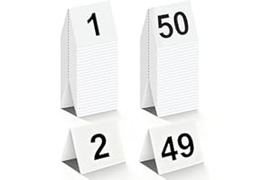 Estleys Restaurant Table Numbers 1-50 White, Double Sided Acrylic Tents Style Table Number Cards for Wedding Reception, Number Signs for Party, Banquets, Wedding Reception, Events