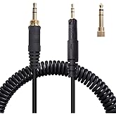 Hizsoaor ATH-M50x Replacement Cable, Audio Cable Compatible with Audio Technica ATH-M50x、ATH-M40x、ATH-M70x、ATH-M60x Coiled AUX Headphone Extension Cable with 6.35mm(1/4") Adapter(4ft extends to 10ft)