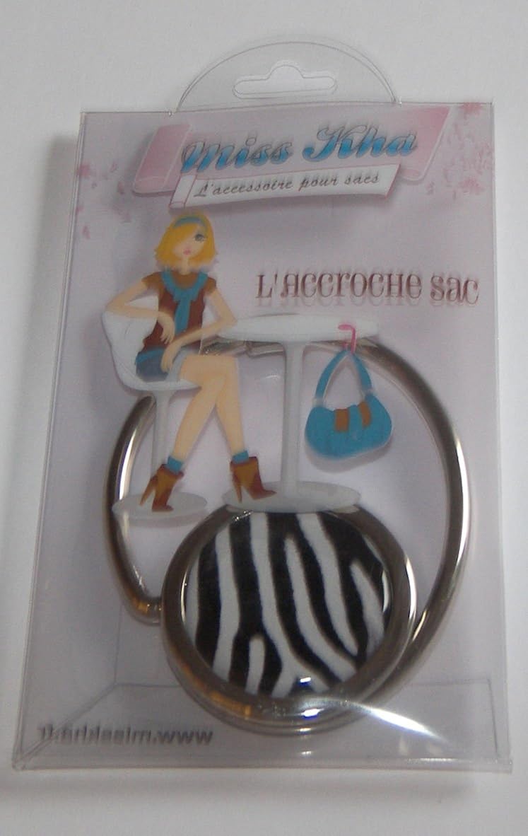 Miss Kha - Foldable Handbag Hook - Zebra design, Black, White, TU - Image 5