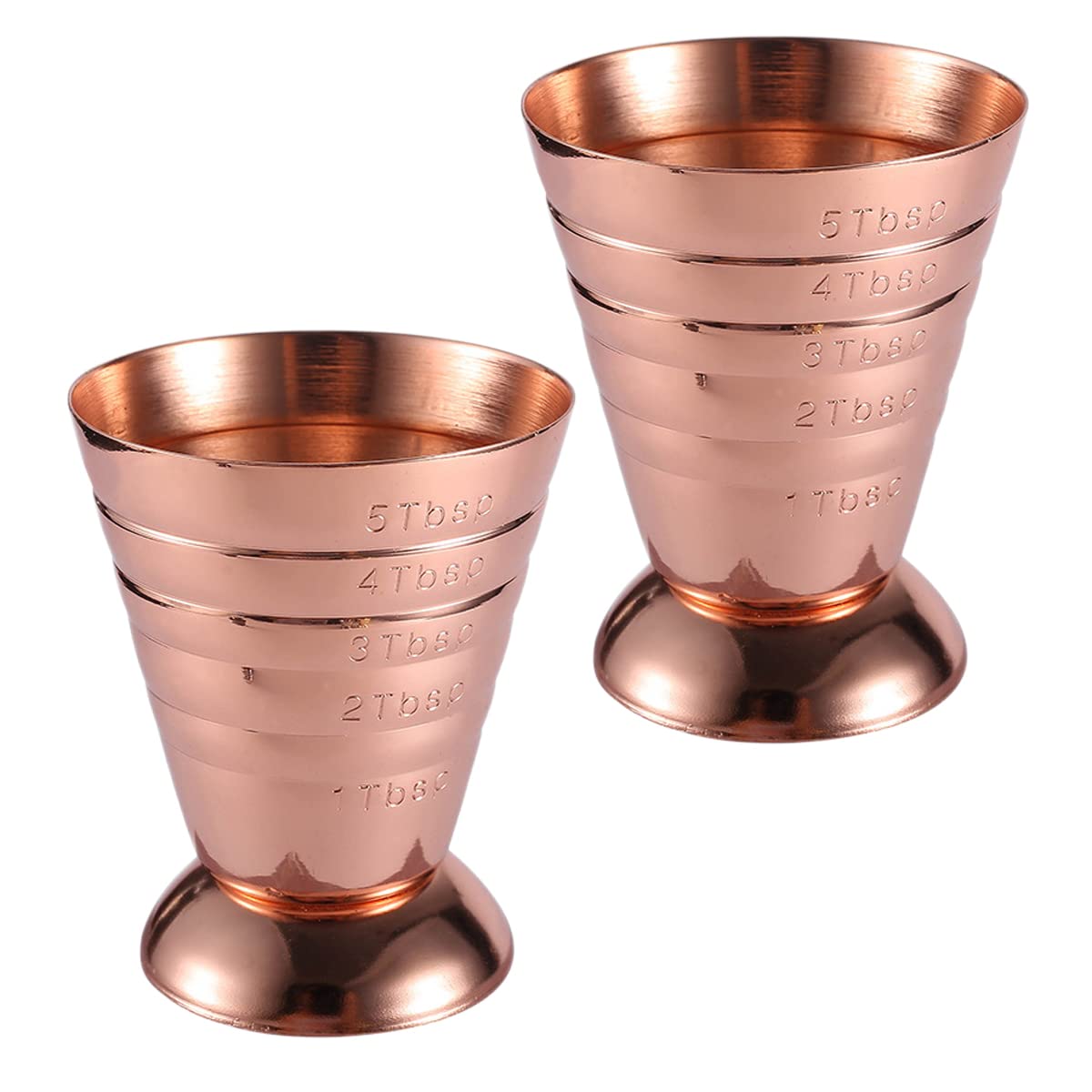 Verve Jelly Stainless Steel Measuring Cup Alcohol Bar Shot Measure Cup, Mini Wine Cocktail Drinks Measure for Spirits, Set of 2, Copper