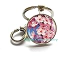 Sakura Blossom Keychain, Cherry Blossom Key Ring, Cherry Blossom Jewelry, Spring Flower Jewelry, Pink Cherry Bloom Key Ring