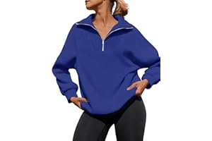 ZESICA Women's Half Zip Oversized Sweatshirts 2024 Long Sleeve Quarter Zipper Fleece Y2K Pullover Hoodies Tops