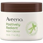 Aveeno Positively Radiant Moisturizing Face & Neck Night Cream with Tone Correcting Soy & Niacinamide, Night Cream Targets Dull Skin & Evens Skin Tone & Texture, Hypoallergenic, 1.7 oz