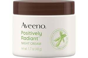 Aveeno Positively Radiant Moisturizing Face & Neck Night Cream with Tone Correcting Soy & Niacinamide, Night Cream Targets Dull Skin & Evens Skin Tone & Texture, Hypoallergenic, 1.7 oz