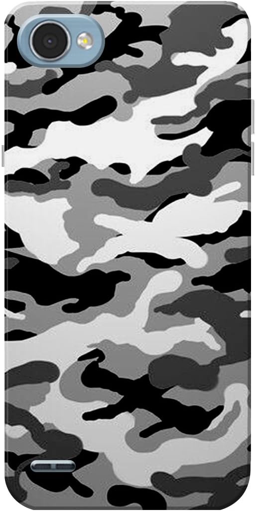 Aseria Military Army Grey Black Slim Fit Hard Case Cover for LG Q6