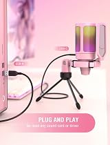 FIFINE USB Gaming Microphone A6V Pink with RGB Tap-to-Mute Pop Filter view 5
