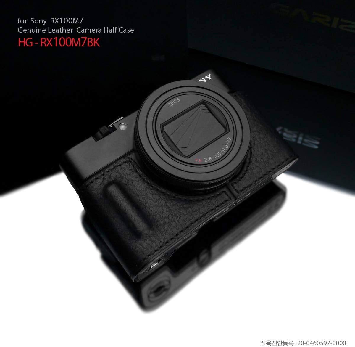 Gariz HG-RX100M7BK Genuine Leather Half Case for Sony RX100M7 RX100VII (Black Leather)