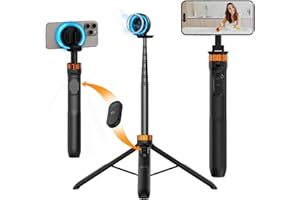 K&F Concept 63'' Magnetic Selfie Stick Tripod,Phone Tripod Compatiable for Magsafe with Detachable Wireless Remote,Extendable