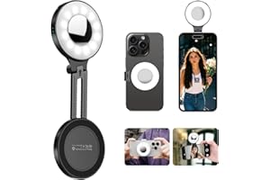Flymile Magnetic Selfie Light for iPhone, LED Fill Ring Light for MagSafe with Adjustable, Compatible with Smartphone, for Selfies/Photography/TikTok/Video Conference, Portable & Rechargeable, Black