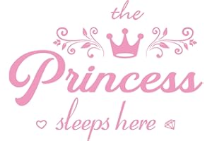 THOVORRNL Crown Diamond Wall Decals Princess Sleep Here Wall Stickers Removable DIY Mural Art Words with Flower Quotes Vinyl Stickers for Kids Girls Bedroom Living Room Nursery Home Background Decoration