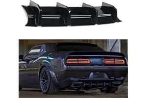 Neopaftu Rear Lip Compatible with Dodge Challenger 2015-2022 Rear Bumper Diffuser Cover Trim Shark Fin Splitter Spoiler (Gloss Black)