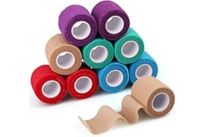 Vet Wrap for Dogs Horses Cats, Self-Adhesive Cohesive Wrap Bandage Tape by LotFancy, Elastic Non-Woven Cohesive Bandage, 10 R