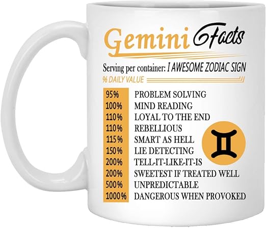 Amazon Com Gemini Nutrition Facts Mug Awesome Zodiac Sign Coffee