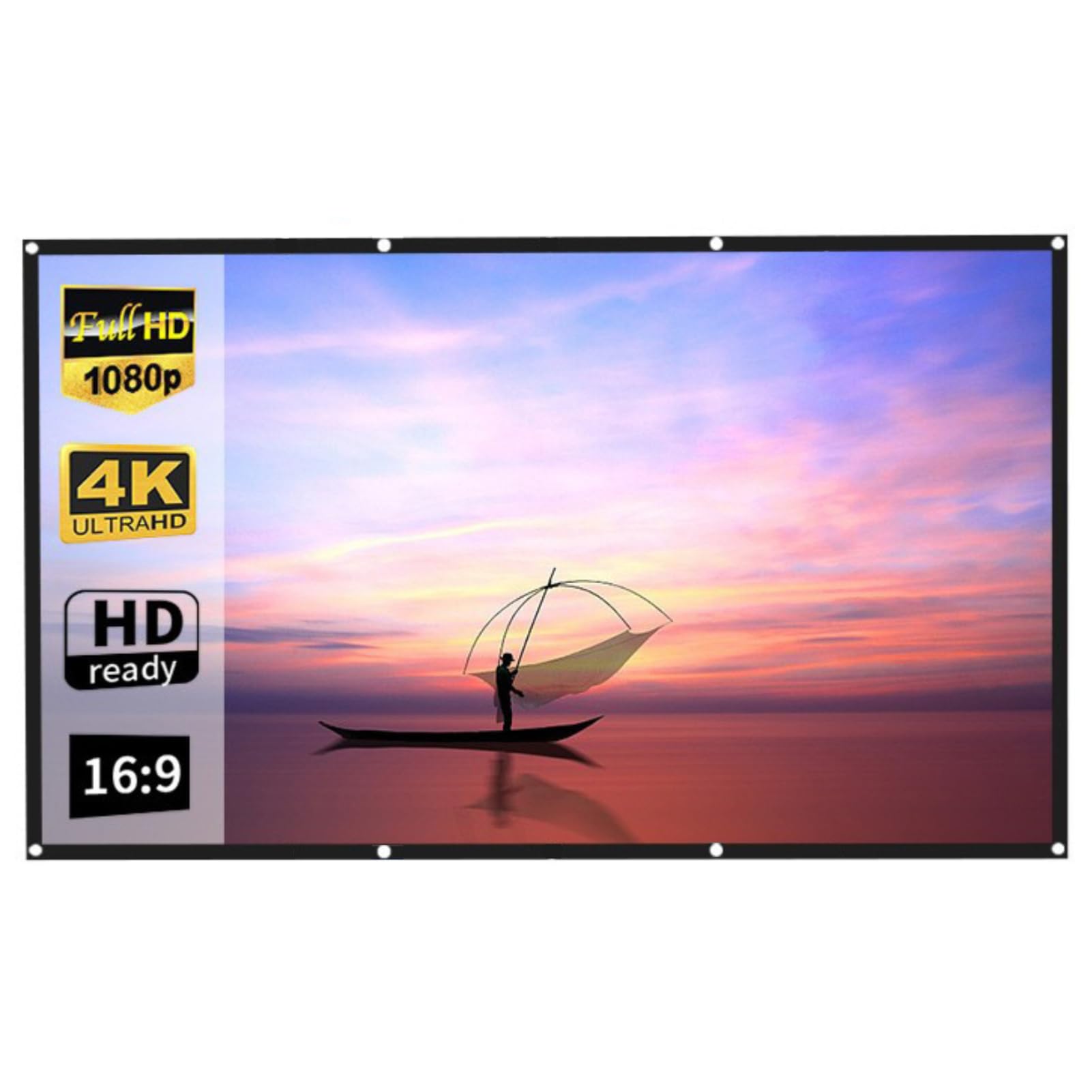 Projection Screens 40 in to 100in, Movie Projector Screen 16:9 4K HD Rear Front Movie Screen, Wrinkle-Free Design, Widescreen for Movie Home Theater Cinema Office Video Game (40 inches)