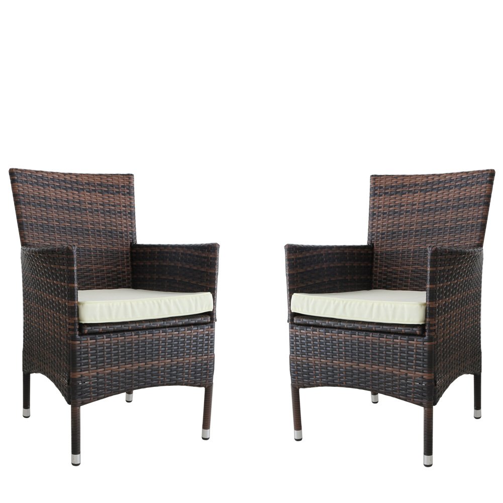 Kosycosy 2 Pieces Patio Porch Furniture Set PE Rattan Wicker Chairs