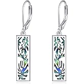 Monstera Earrings Sterling Silver Leaf Dangle Drop Earrings Plant Jewelry Gifts for Women