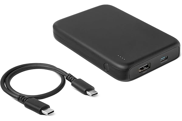 Amazon Basics Slim Portable Charger Power Bank with LED Display, 10,000 mAh, Black