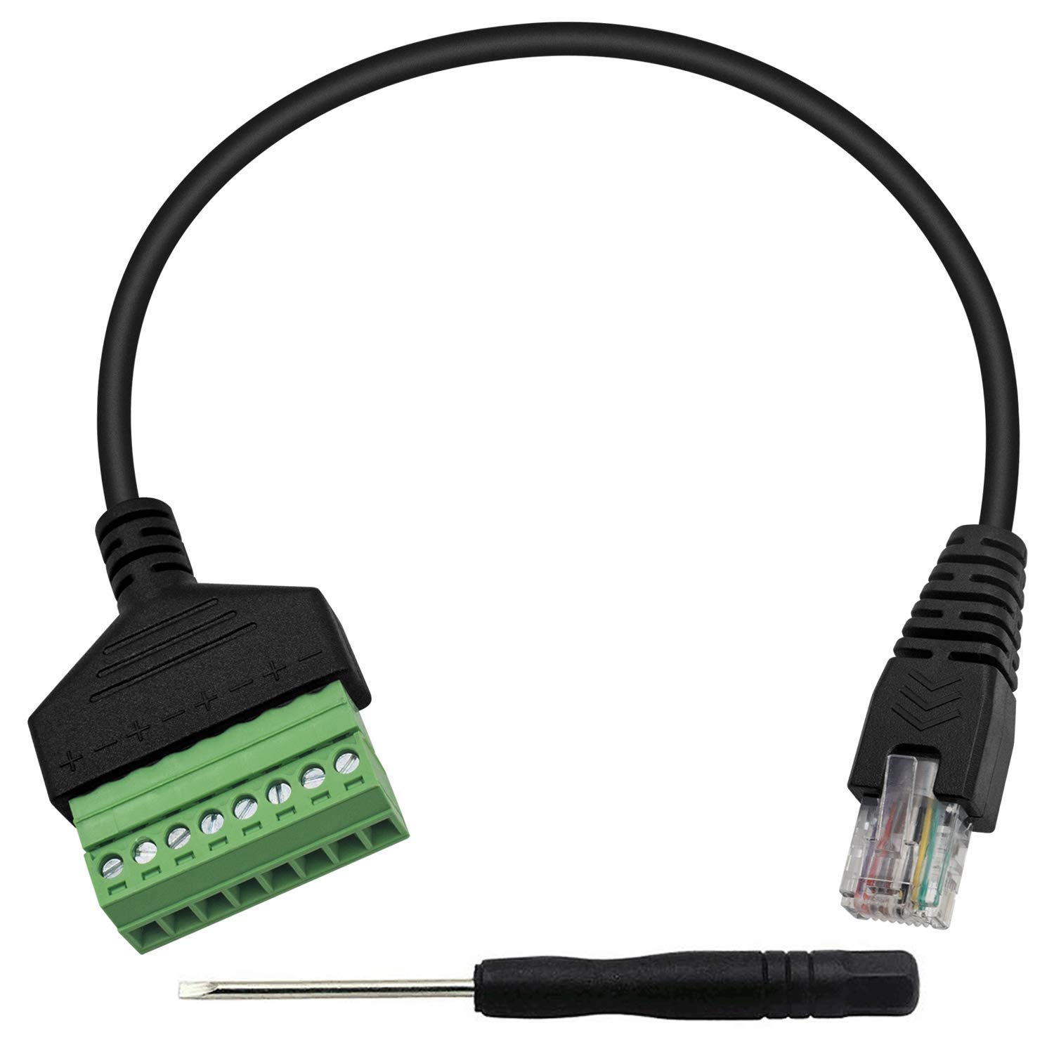 Maxhood RJ45 Screw Terminal, RJ45 Male to 8 Pin Screw Terminal Connector, 8P8C to 8 Pin Ethernet Connector Breakout Board Cable for Cat5 /6/7 Ethernet Extender AV CCTV Network Adapter 12inch