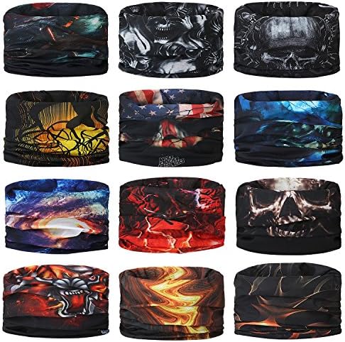 Headwear, Head Wrap, Neck Gaiter, Headband, Fishing Mask, Magic Scarf, Tube Mask, Face Bandana Mask, Neck Balaclava and Sport Scarf 12 in 1 Sweatband for Fishing, Hiking, Running, Motorcycling