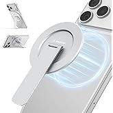 Magtame Magnetic Phone Stand for Magsafe, Ultra-Slim Snap-on Phone Holder Kickstand,180° Adjustable Angle Damping Design Cellphone Grip, Silver