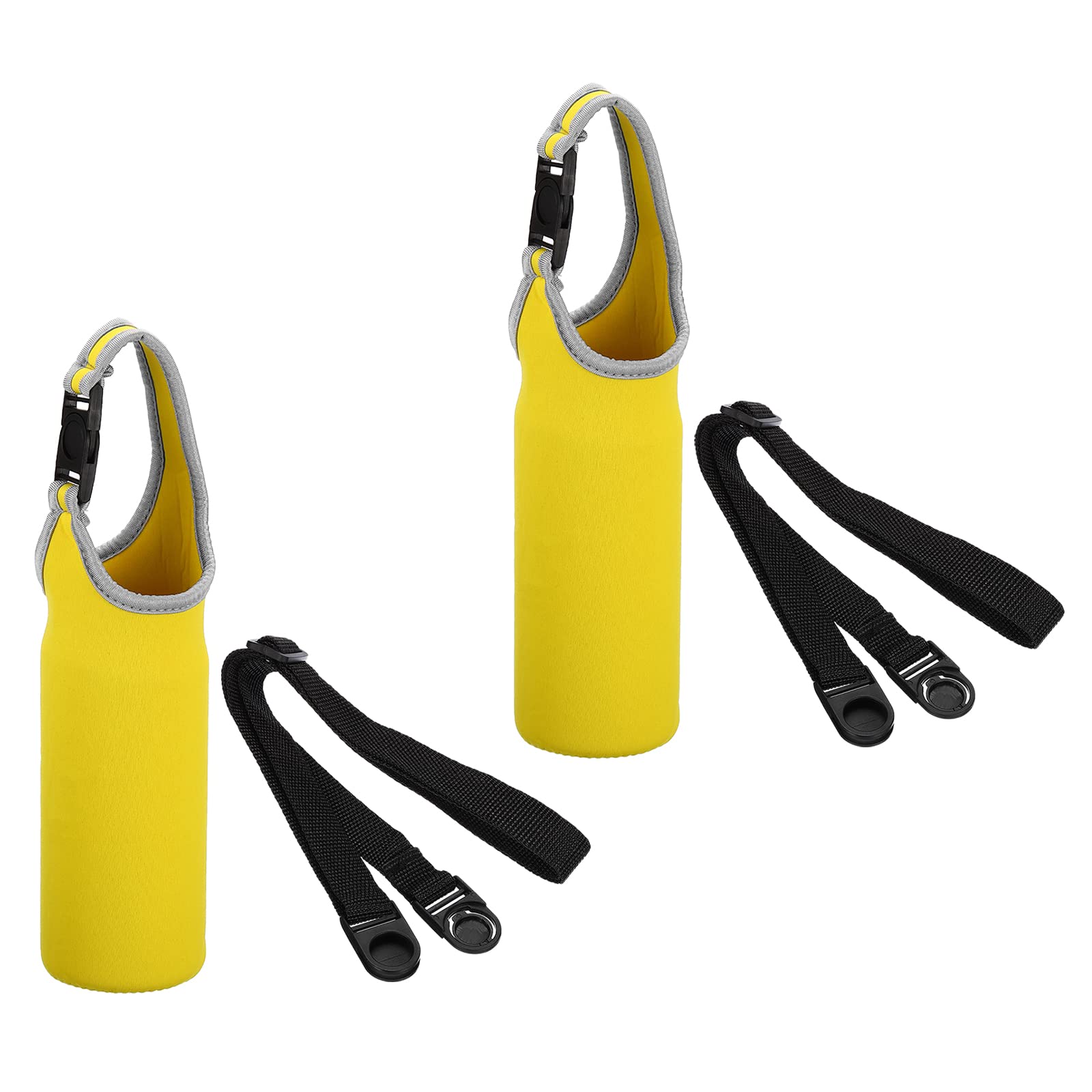 PATIKIL 67mmx185mm Water Bottle Sling Bag, 2 Pack Neoprene Portable Insulated Bottle Holder Carrier with Removable Adjustable Shoulder Strap, Yellow