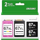 LLAOLLAO Remaunfactured Ink Cartridge Replacement for HP Ink 67 67XL Combo Pack for DeskJet 2755e 2755 4155e 4155 Envy 6055e