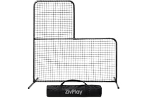 ZivPlay L Screen Baseball Screen Pitching Screen for Batting Cage Pitcher Protection 7x7 ft Protector Net Includes Portable Carry Bag