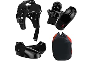 FANGJIE Martial Arts Karate Protective Sparring Gear Package Deal/Gift（4 Colors）- Adjustable Adults & Kids Headgear, Gloves & Kicks for MMA, Taekwondo, Boxing Training（Gift a Martial Arts backbag）