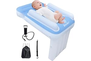 Blublu Park Kids Bed Airplane, Inflatable Toddler Bed for Kids Seat Extender, Toddler Airplane Beds with Sides Pump Belt, Air Mattress Fits Seats, Car (Light Blue)