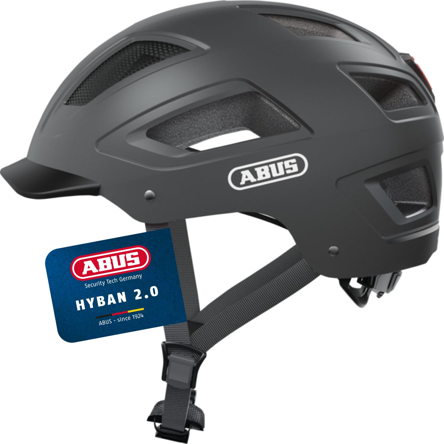 ABUS Hyban 2.0 city helmet - bike helmet with rear light, ABS hard shell, good fit - for men and women