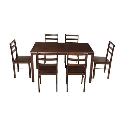 Woodness Camela Solid Wood Non-Upholstered 6 Seater Dining Table Set (Wenge)