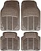 OxGord Universal Fit Front/Rear 4-Piece Full Set Ridged Heavy Duty Rubber Floor Mat - (Beige)