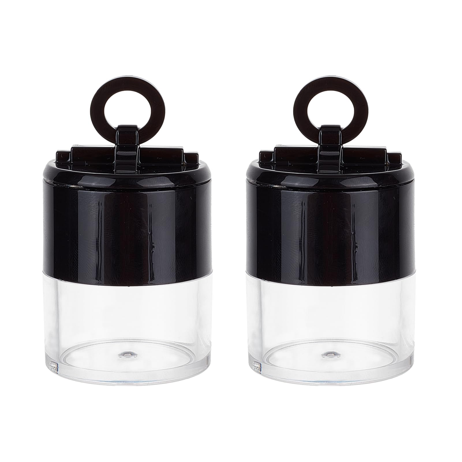 NICENEEDED 2 Pcs Plastic Loose Powder Case, Round Face Powder Container, Empty Powder Box with Powder Puff Mini Portable Makeup Jar Blusher Powder Box Cosmetic Storage Holder for Women