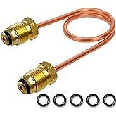 MENSI Propane Regulator Copper Pigtail Tubing Hose POL x POL 15" Long for High Pressure Regulator and Propane Tank Connection, with 5 Pieces of Backup O-Ring