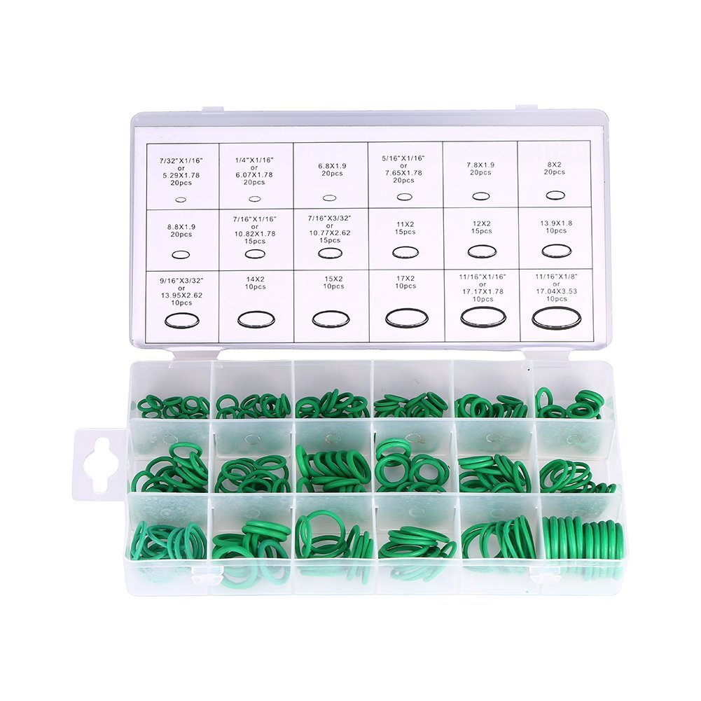 270pcs 18 Sizes Assortment Kit Air Conditioning HNBR O-Ring Set Car Auto Vehicle Repair Green