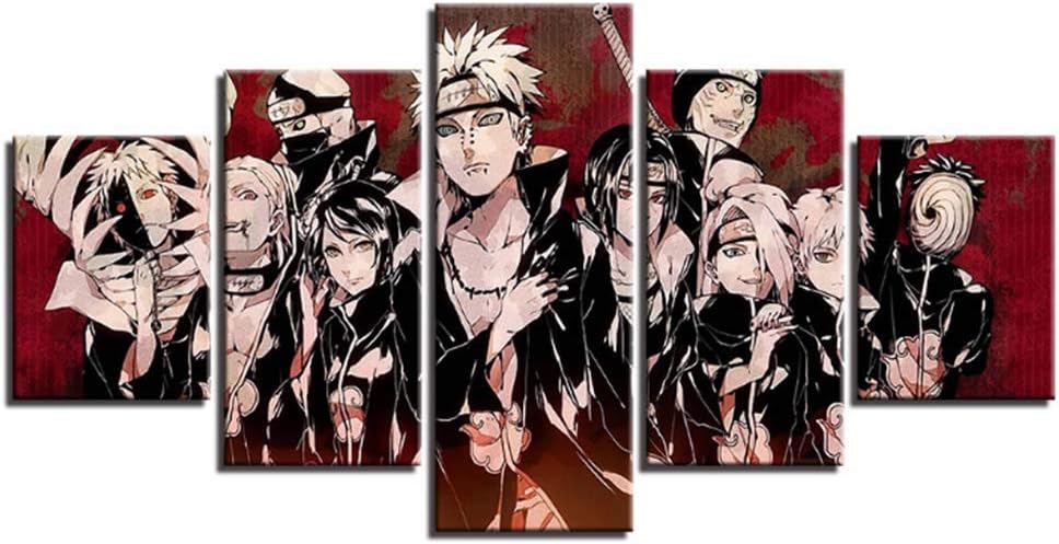Zmymzm 5 Panels Painting Arts Canvas Naruto Picture for Living Room Decoration Stretched Wall Art Print High Definition Modern Home Decor