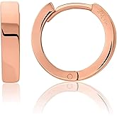 14kt Gold Huggie Hoop Earrings Minimalist Small Simple Thin huggies For Women and Men Polished Flat Hinged Hoop