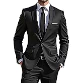 i · FineLong Men's Suits Regular Fit 2 Piece one Button Blazer Pants Set Formal Wedding Prom Tuxedo Suits