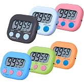 Digital Kitchen Timers, BESTWYA Electronic Timer (6,6 Colors) | LCD Screen Big Buttons On/Off Switch Count Up and Down Function for Kitchen,Study,Work,Exercise Training,Outdoor Activities